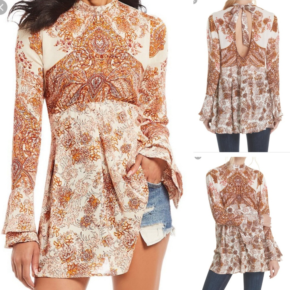 Free People Lady Luck Print Tunic Top